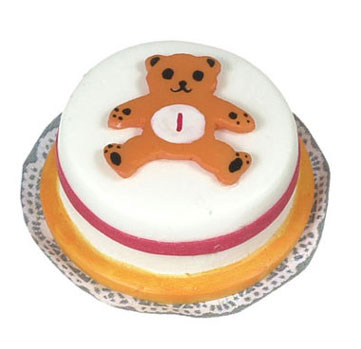 Dollhouse Miniature Cuddles The Bear Cake, 2 Pc